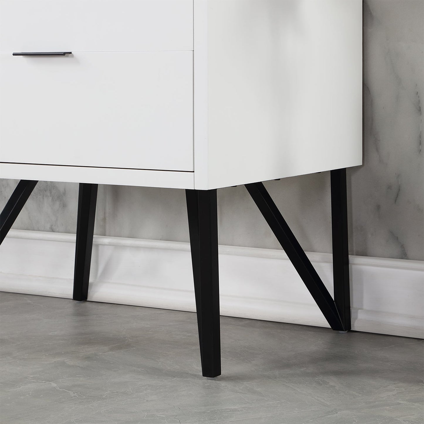 Helios 30" Single Bathroom Vanity in White with Concrete Gray Engineered Stone Countertop without Mirror