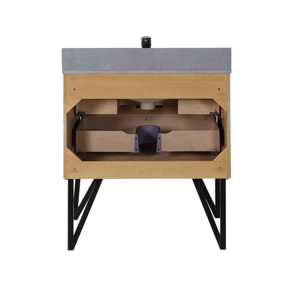 Helios 30" Single Bathroom Vanity in Weathered Pine with Carrara White Engineered Stone Countertop with Mirror