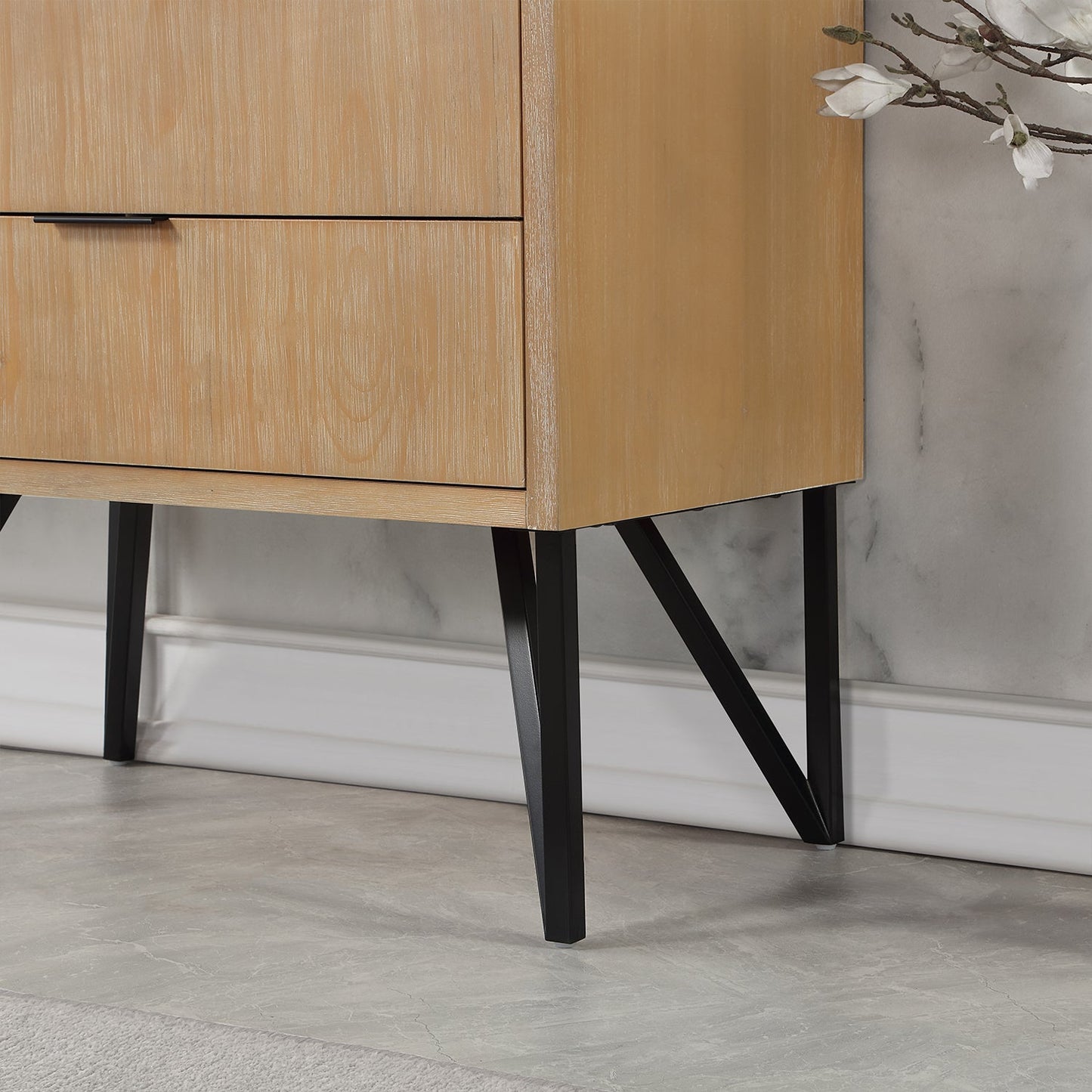 Helios 36" Single Bathroom Vanity in Weathered Pine with Carrara White Engineered Stone Countertop with Mirror