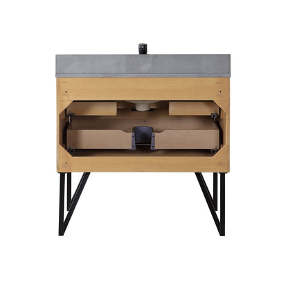 Helios 36" Single Bathroom Vanity in Weathered Pine with Carrara White Engineered Stone Countertop with Mirror