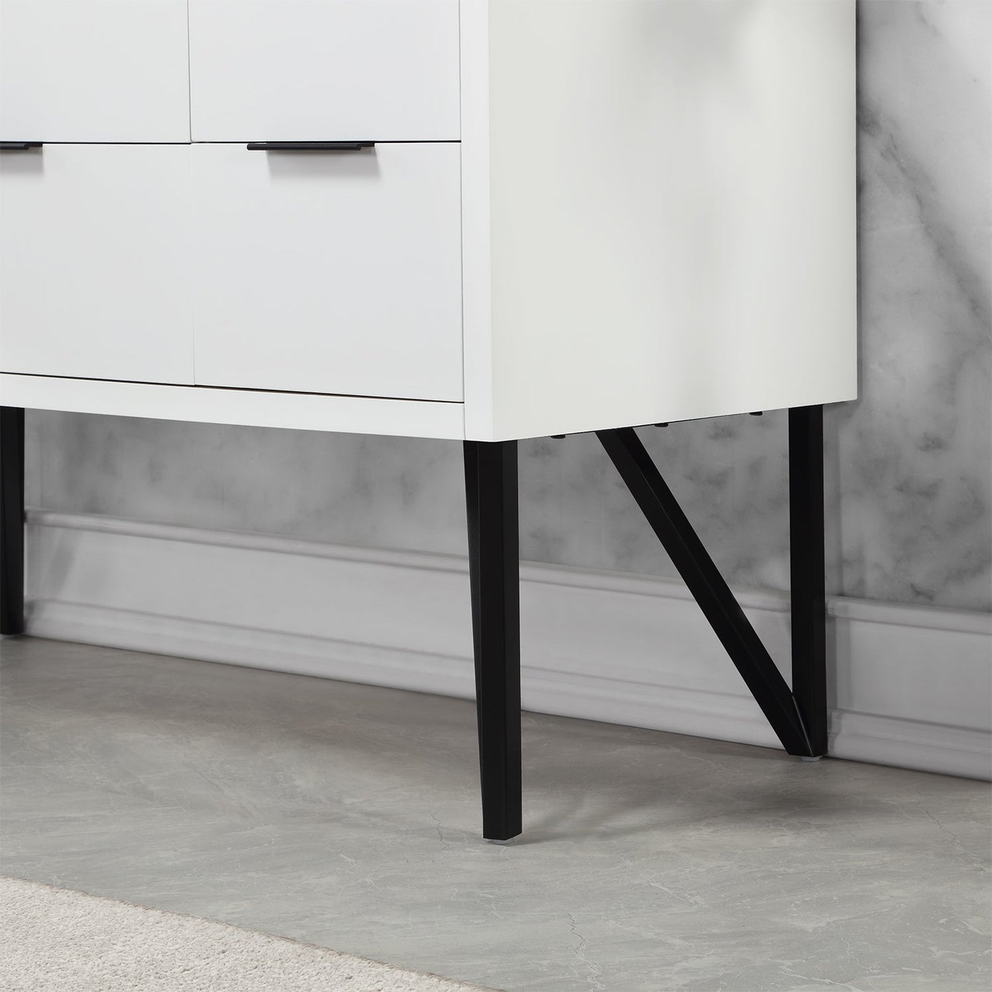 Helios 48" Single Bathroom Vanity in White with Concrete Gray Engineered Stone Countertop without Mirror