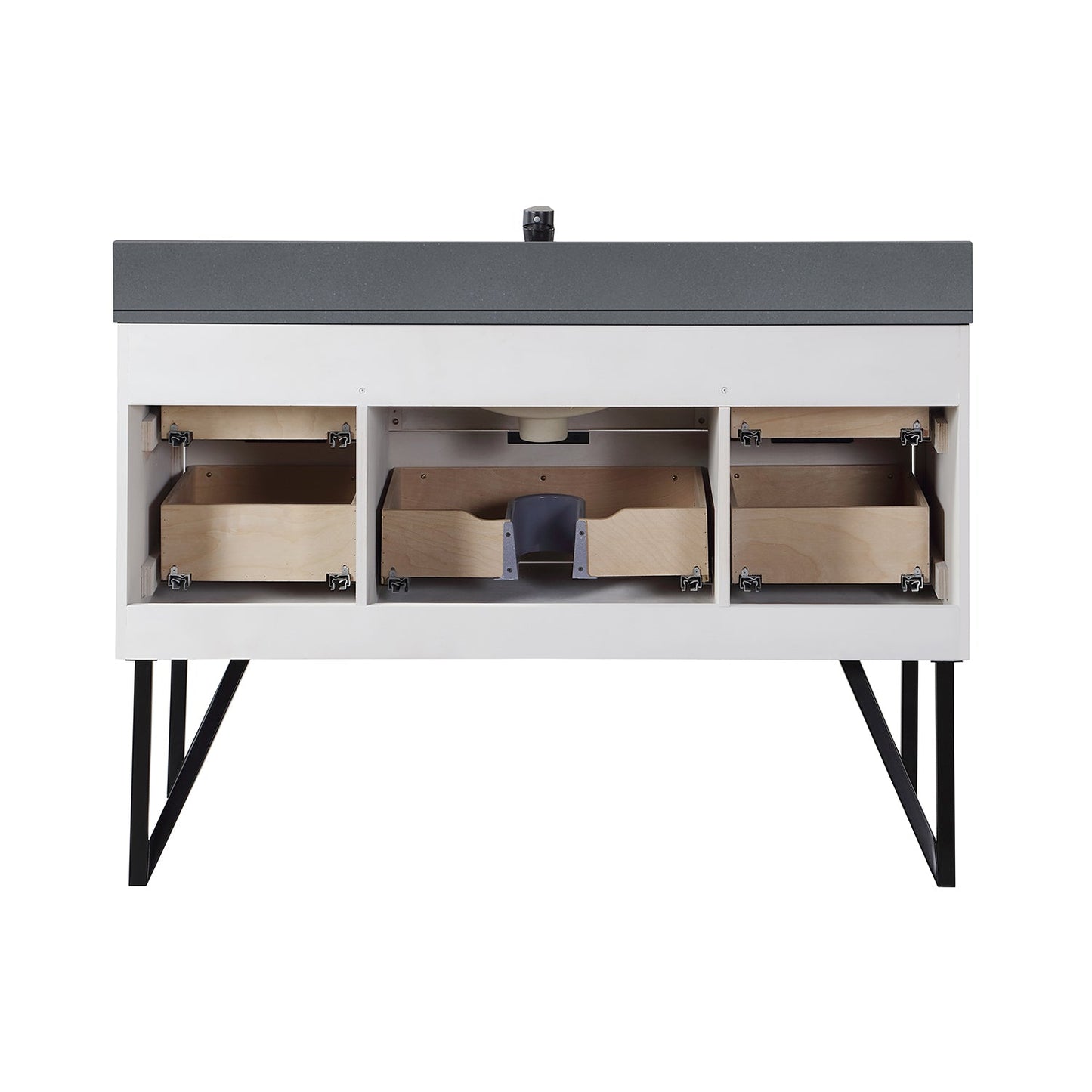 Helios 48" Single Bathroom Vanity in White with Concrete Gray Engineered Stone Countertop without Mirror