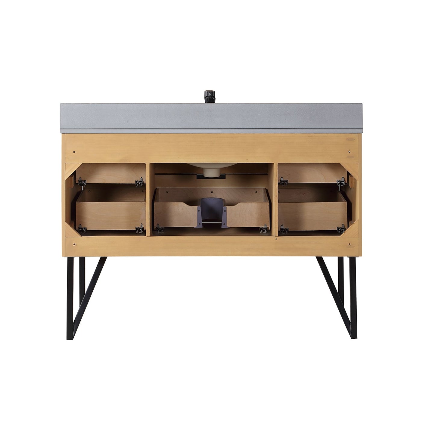 Helios 48" Single Bathroom Vanity in Weathered Pine with Carrara White Engineered Stone Countertop without Mirror