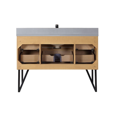 Helios 48" Single Bathroom Vanity in Weathered Pine with Carrara White Engineered Stone Countertop without Mirror