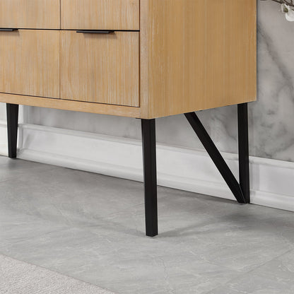 Helios 48" Single Bathroom Vanity in Weathered Pine with Carrara White Engineered Stone Countertop with Mirror