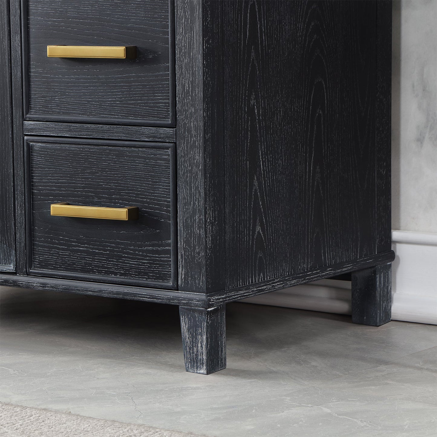 Weiser 36" Single Bathroom Vanity in Black Oak with Aosta White Engineered Stone Countertop with Mirror