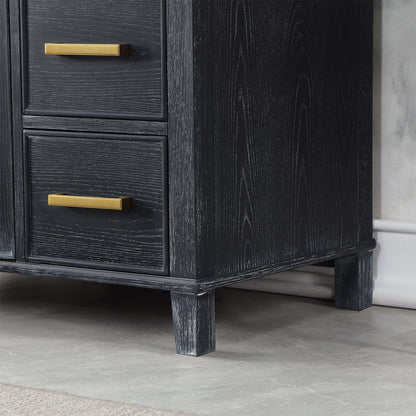 Weiser 36" Single Bathroom Vanity in Black Oak with Aosta White Engineered Stone Countertop with Mirror