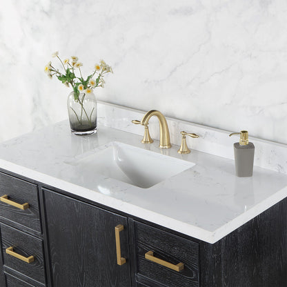 Weiser 48" Single Bathroom Vanity in Black Oak with Aosta White Engineered Stone Countertop without Mirror