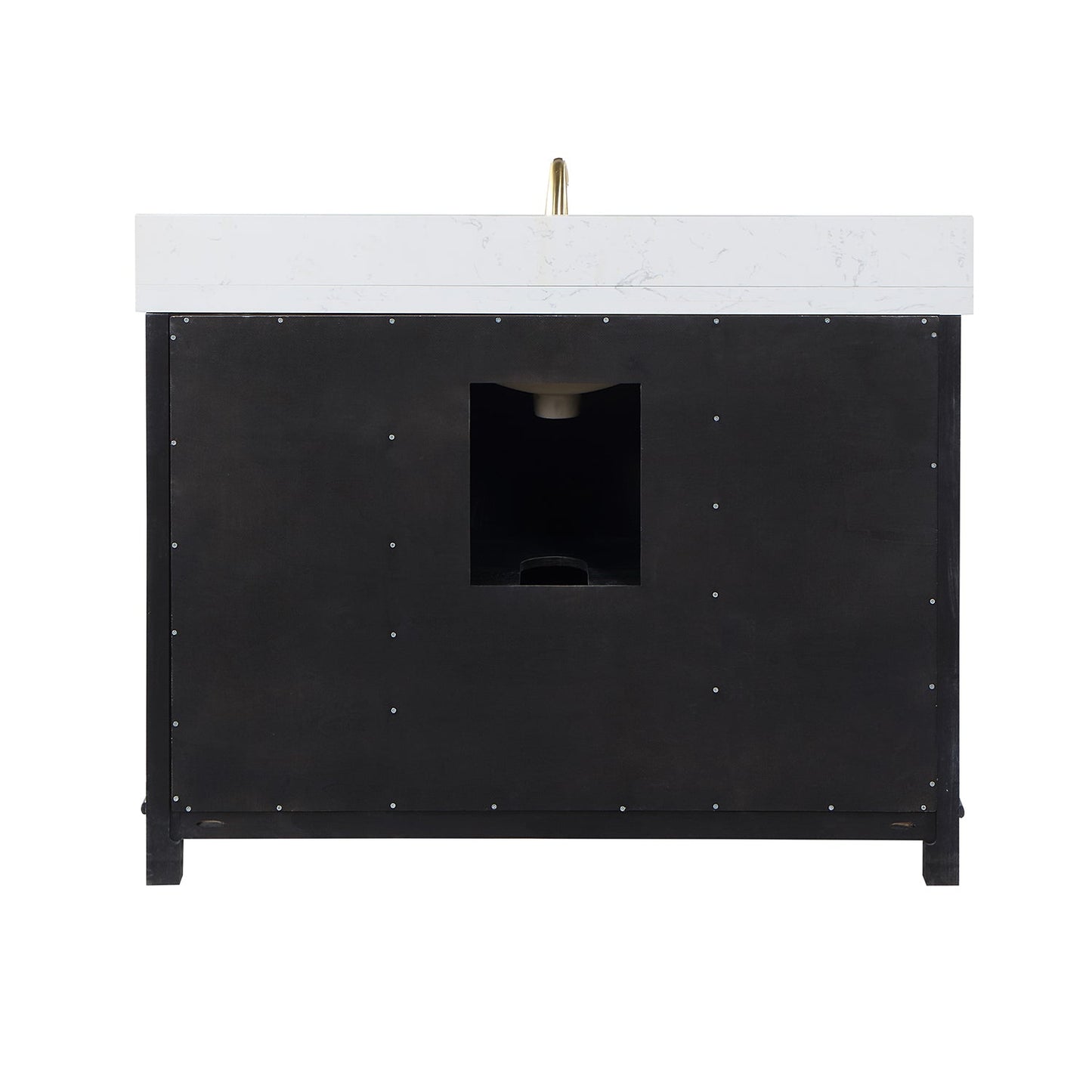 Weiser 48" Single Bathroom Vanity in Black Oak with Aosta White Engineered Stone Countertop with Mirror