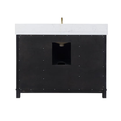 Weiser 48" Single Bathroom Vanity in Black Oak with Aosta White Engineered Stone Countertop with Mirror