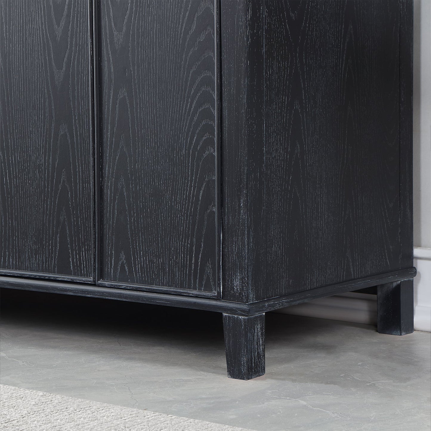Weiser 60" Double Bathroom Vanity in Black Oak with Aosta White Engineered Stone Countertop with Mirror