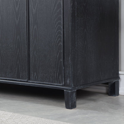 Weiser 60" Double Bathroom Vanity in Black Oak with Aosta White Engineered Stone Countertop with Mirror