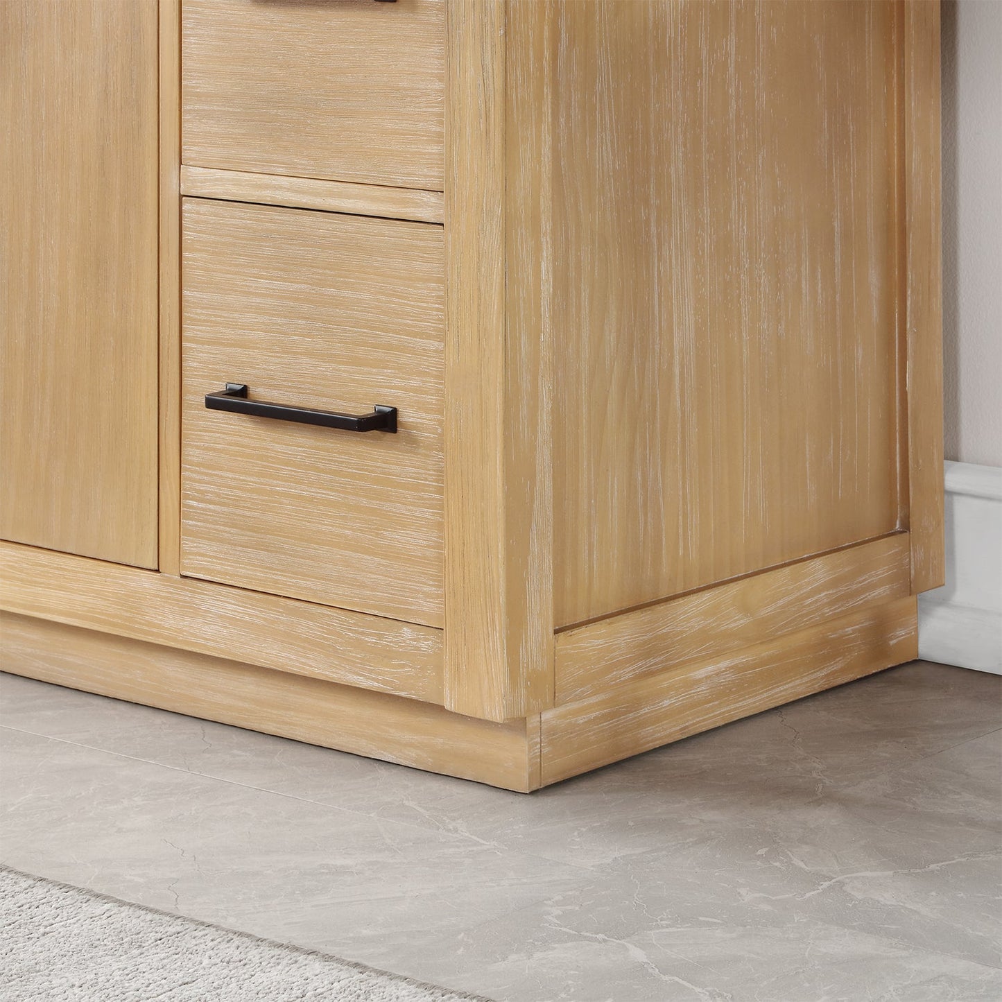 Novago 36" Single Bathroom Vanity in Weathered Pine with Aosta White Engineered Stone Countertop and Farmhouse Sink without Mirror