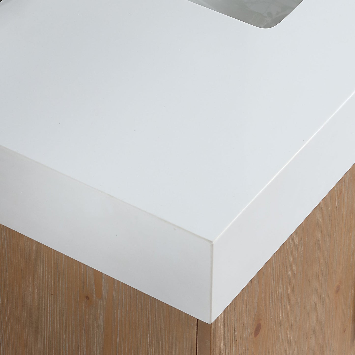 Bianco 42" Single Bathroom Vanity in Light Brown with Brushed Gold Support Base and White Engineered Stone Countertop with Mirror