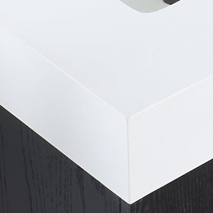 Bianco 60" Double Bathroom Vanity in Black Oak with Brushed Gold Support Base and White Engineered Stone Countertop without Mirror