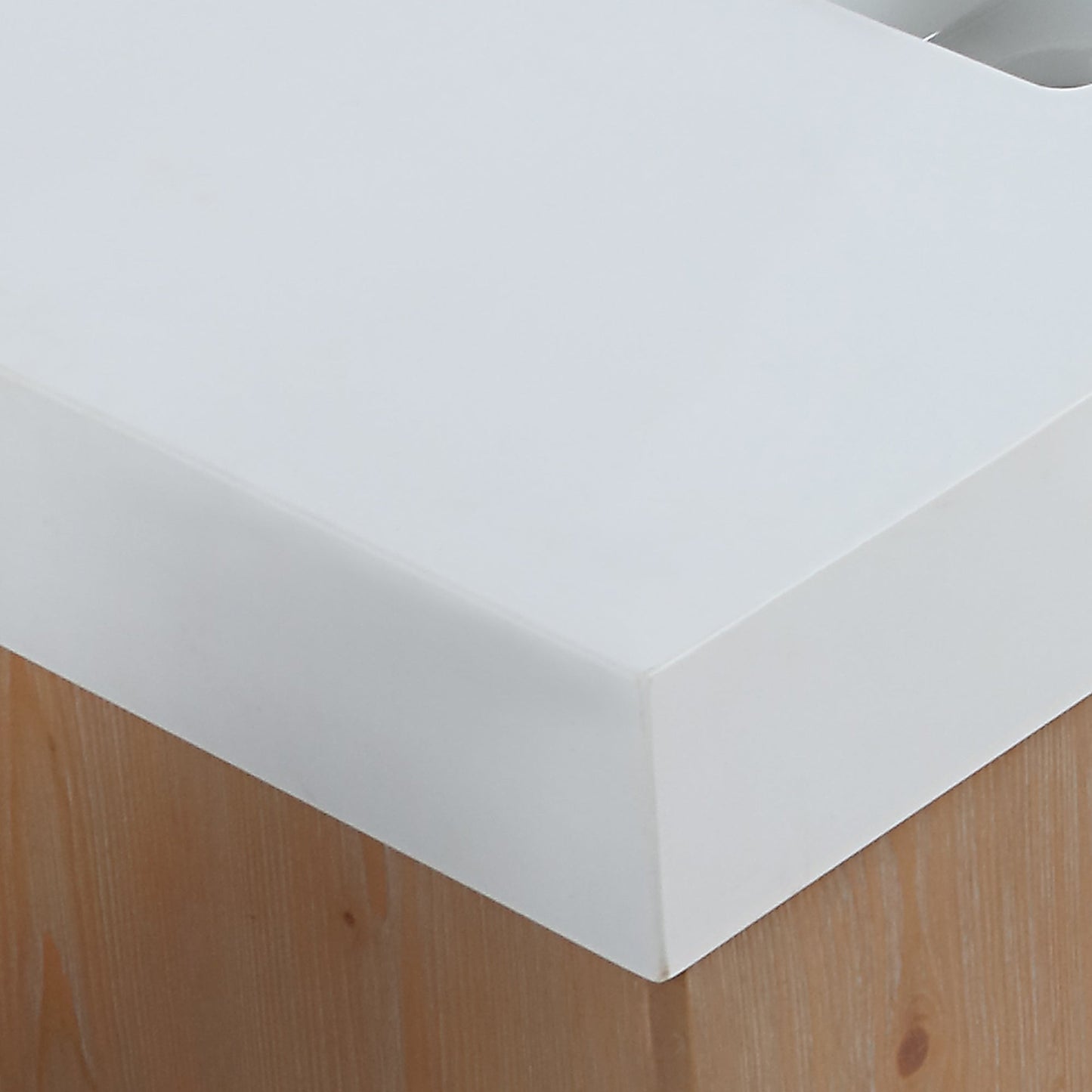Bianco 84" Double Bathroom Vanity in Light Brown with Matte Black Support Base and White Engineered Stone Countertop without Mirror
