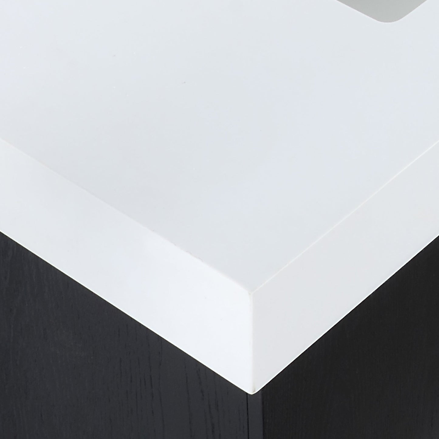 Bianco 84" Double Bathroom Vanity in Black Oak with Brushed Gold Support Base and White Engineered Stone Countertop with Mirror