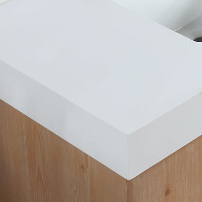 Bianco 84" Double Bathroom Vanity in Light Brown with Brushed Gold Support Base and White Engineered Stone Countertop without Mirror