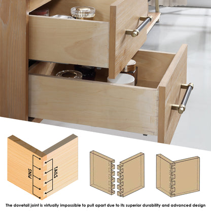Corchia 48D" Wall-mounted Single Bathroom Vanity in Light Brown with White Engineered Stone Countertop without Mirror
