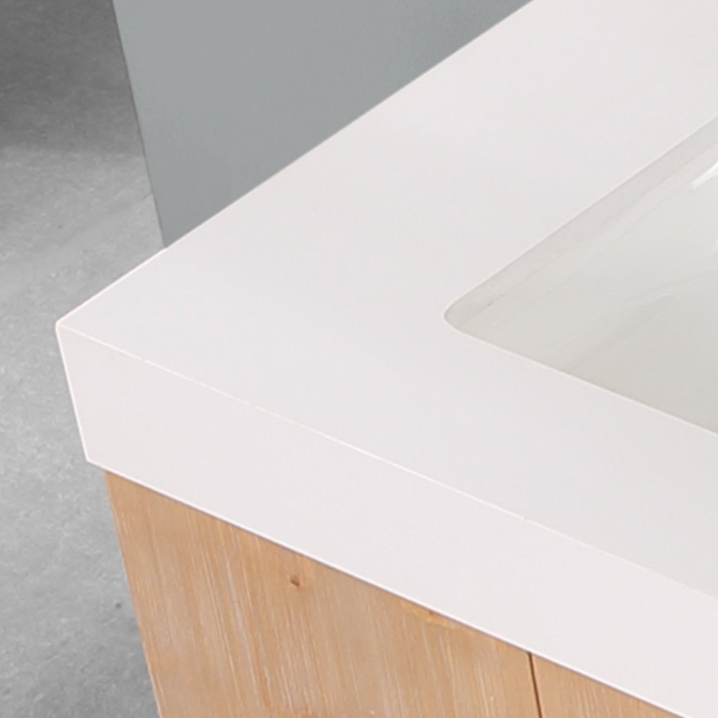 Corchia 72" Wall-mounted Double Bathroom Vanity in Light Brown with White Engineered Stone Countertop without Mirror