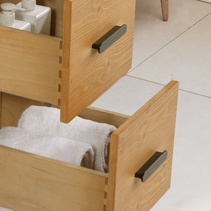 Perla 48" Single Bathroom Vanity in Natural Wood with Grain White Engineered Stone Countertop without Mirror
