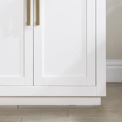 Gavino 30" Single Bathroom Vanity in White with Grain White Engineered Stone Countertop with Mirror