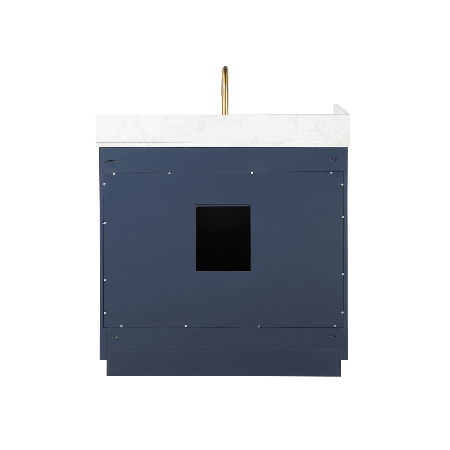 Gavino 36" Single Bathroom Vanity in Royal Blue with Grain White Engineered Stone Countertop without Mirror