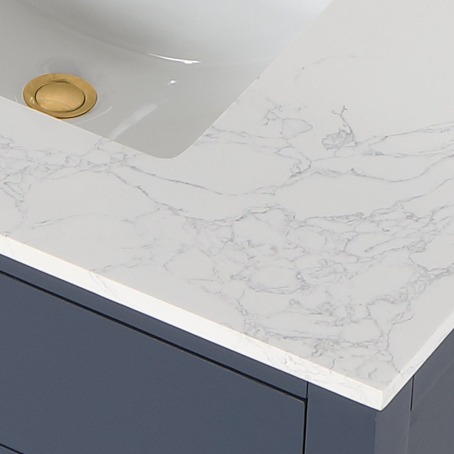 Gavino 36" Single Bathroom Vanity in Royal Blue with Grain White Engineered Stone Countertop without Mirror