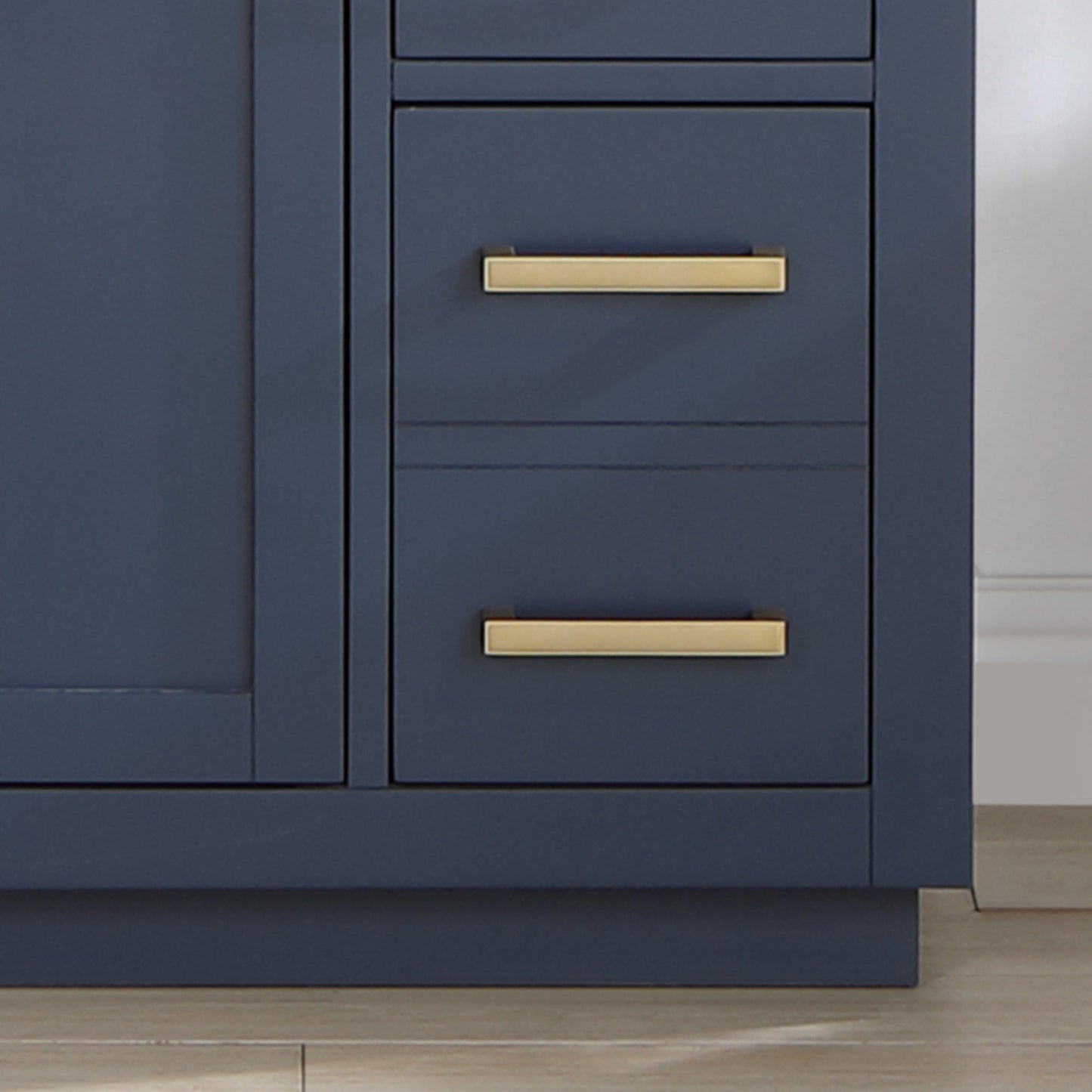 Gavino 36" Single Bathroom Vanity in Royal Blue with Grain White Engineered Stone Countertop with Mirror