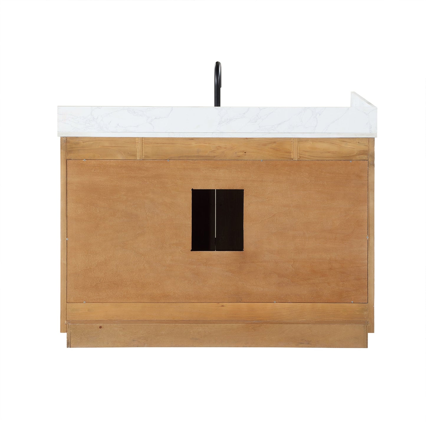 Gavino 42" Single Bathroom Vanity in Light Brown with Grain White Engineered Stone Countertop without Mirror