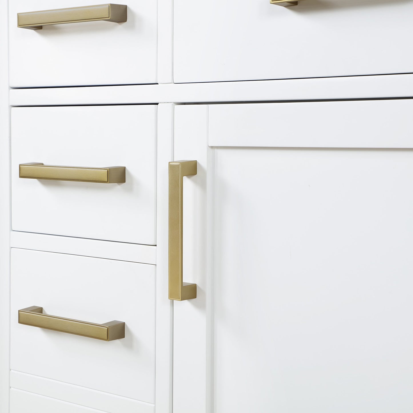 Gavino 42" Single Bathroom Vanity in White with Grain White Engineered Stone Countertop without Mirror