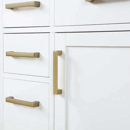 Gavino 42" Single Bathroom Vanity in White with Grain White Engineered Stone Countertop without Mirror