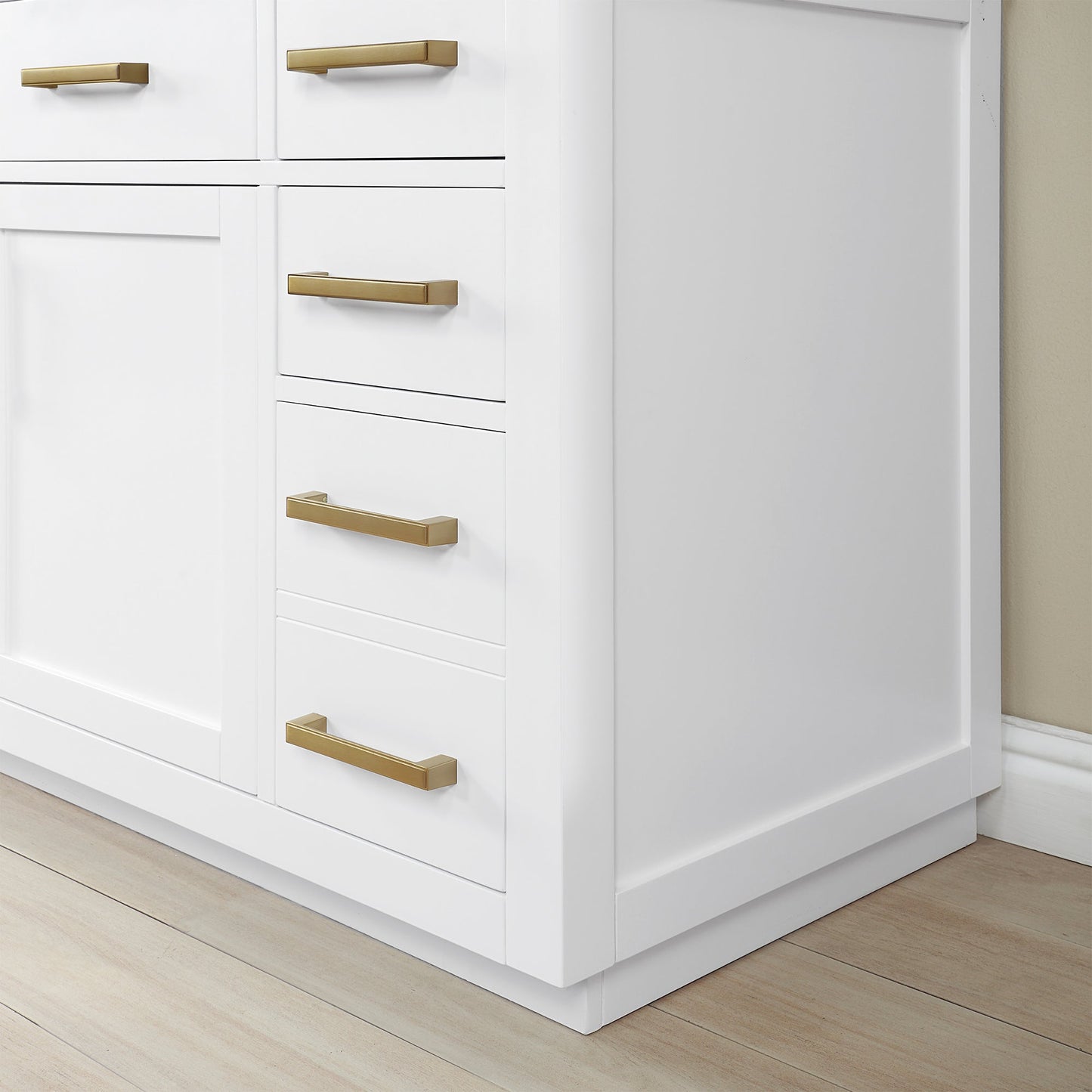 Gavino 42" Single Bathroom Vanity in White with Grain White Engineered Stone Countertop without Mirror