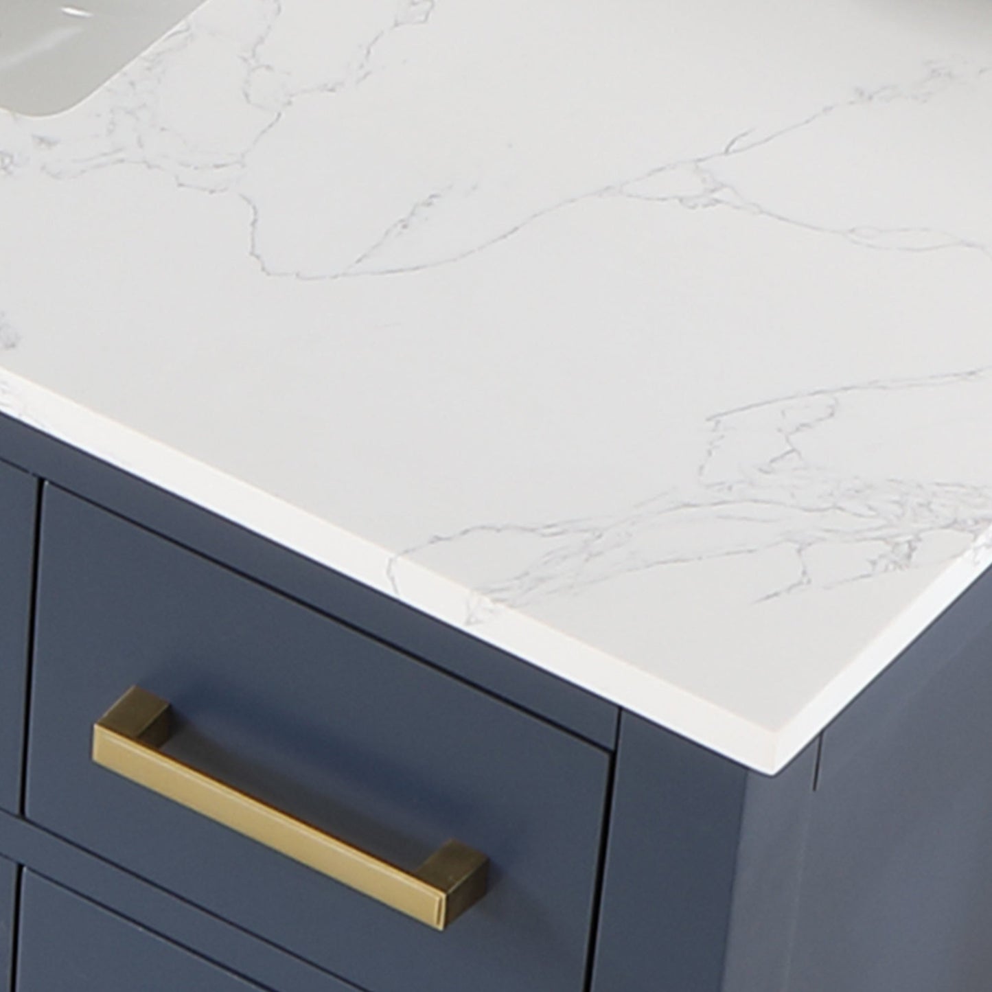 Gavino 48" Single Bathroom Vanity in Royal Blue with Grain White Engineered Stone Countertop without Mirror