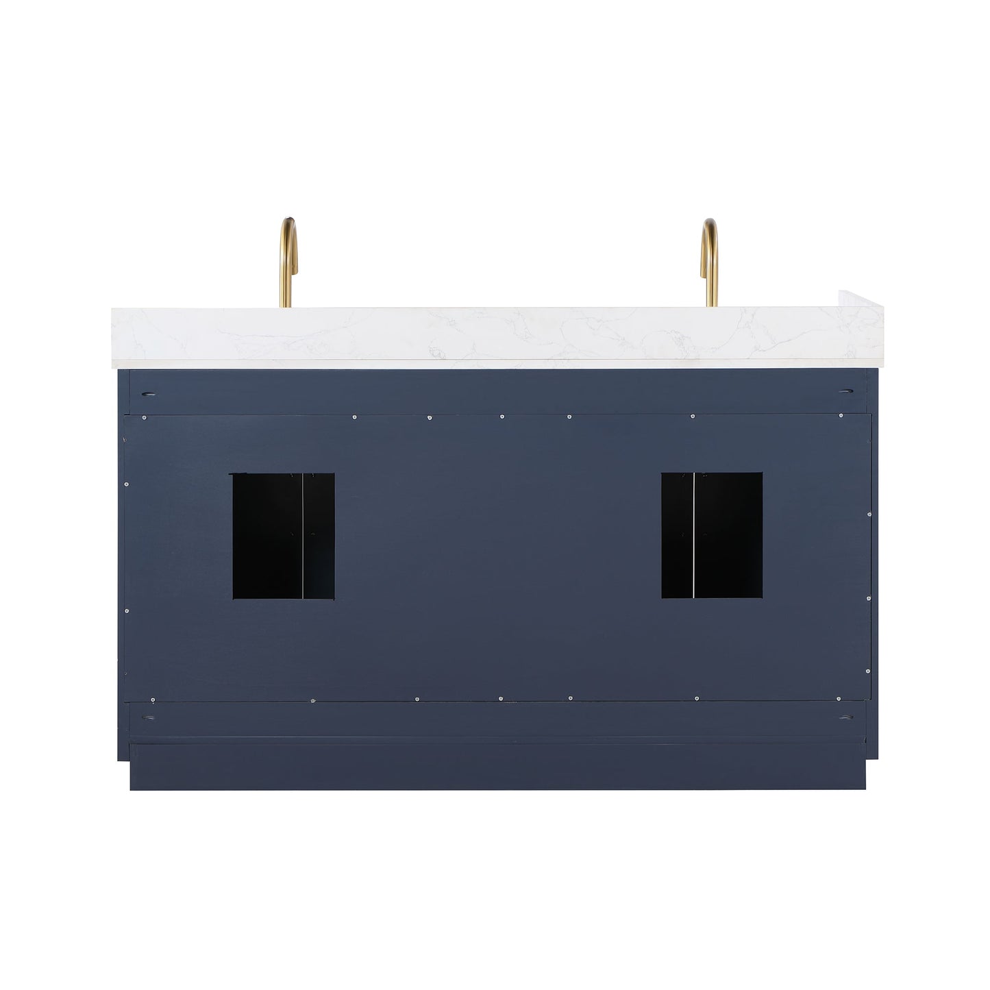 Gavino 60" Double Bathroom Vanity in Royal Blue with Grain White Engineered Stone Countertop without Mirror