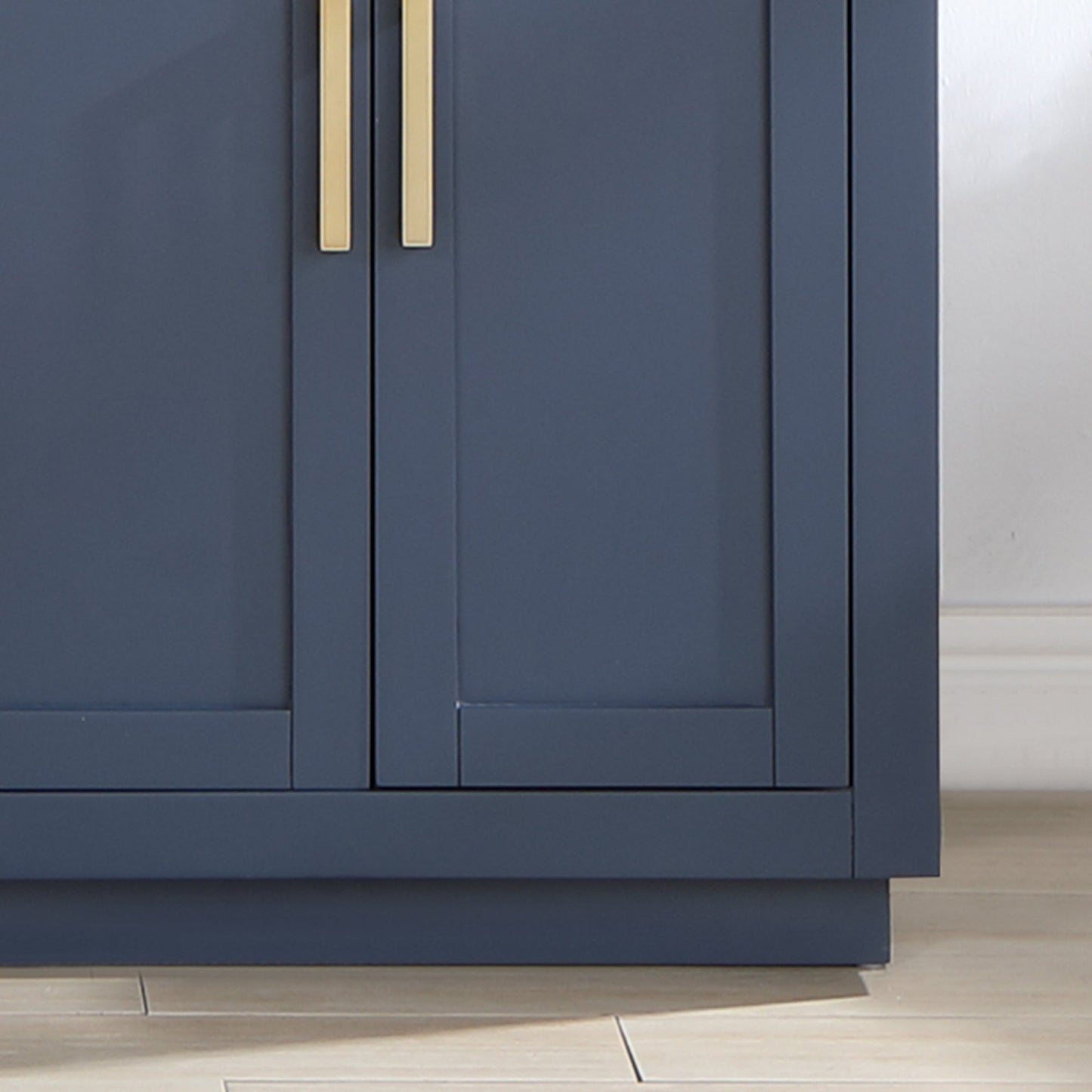 Gavino 60" Double Bathroom Vanity in Royal Blue with Grain White Engineered Stone Countertop with Mirror