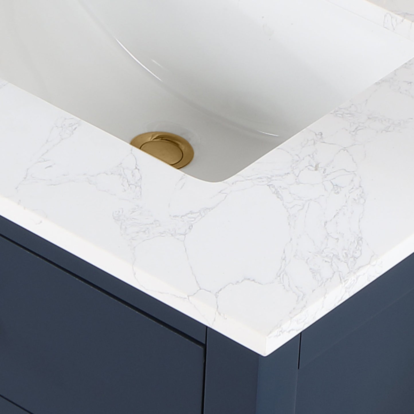 Gavino 72" Double Bathroom Vanity in Royal Blue with Grain White Engineered Stone Countertop without Mirror