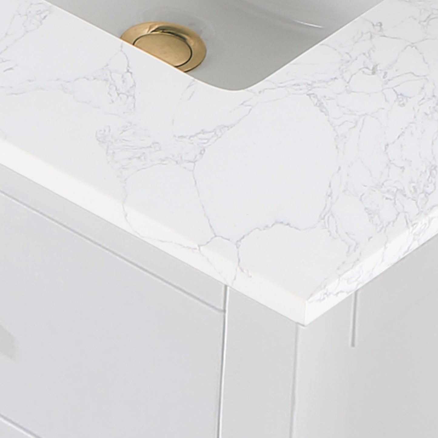 Gavino 72" Double Bathroom Vanity in White with Grain White Engineered Stone Countertop with Mirror