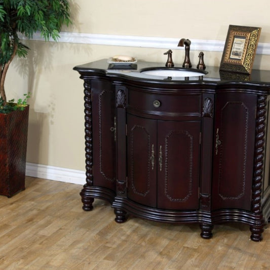 48" Single sink vanity wood dark mahogany black galaxy