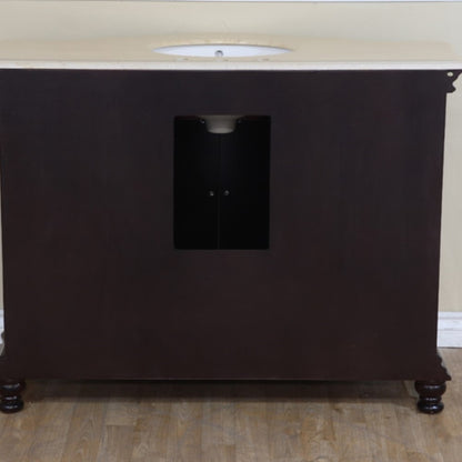 48" Single sink vanity wood dark mahogany creama marfil