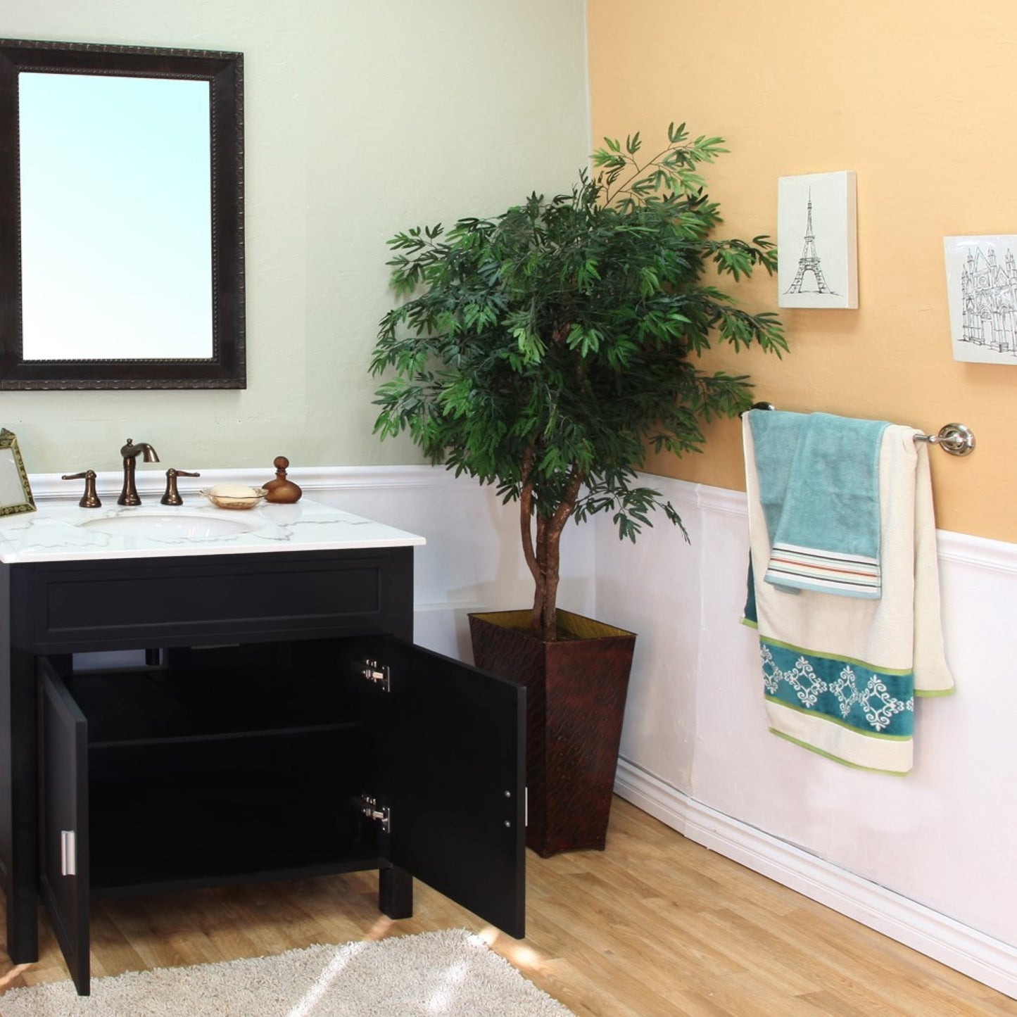 36" Single sink vanity wood ebony