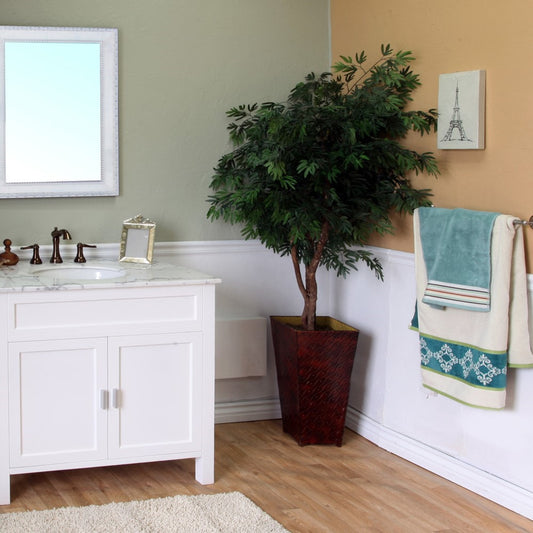 36" Single sink vanity wood white
