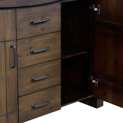 48" Single Sink Vanity Rustic Wood Finish in White marble Top