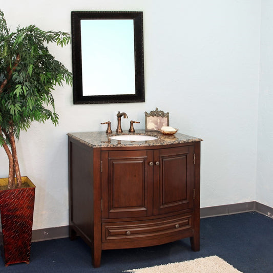 36" Single sink vanity wood dark walnut