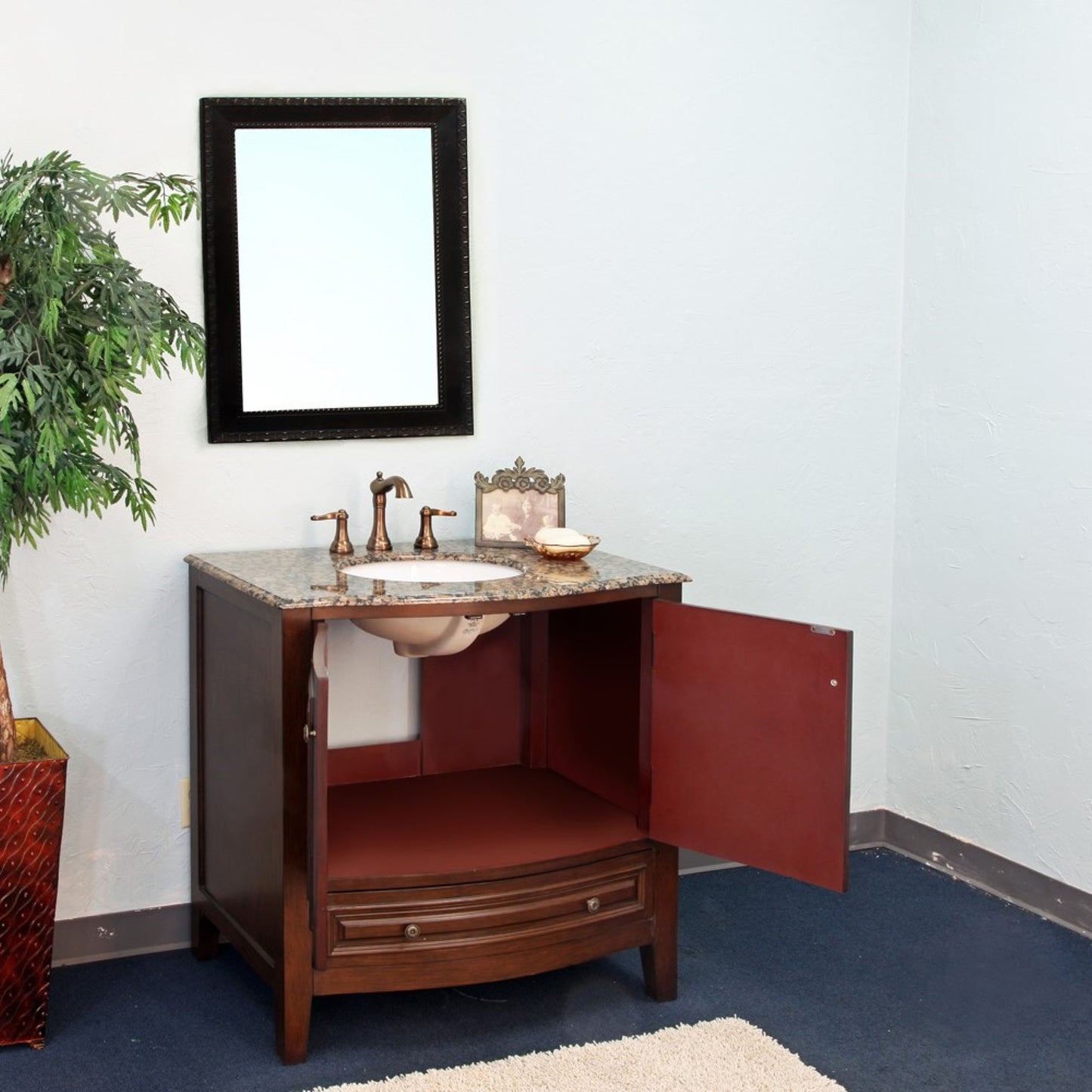 36" Single sink vanity wood dark walnut