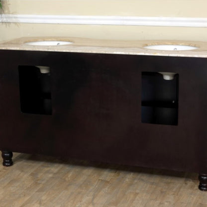 62" Double sink vanity dark mahogany Travertine