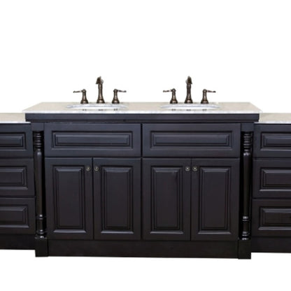 93" Double sink vanity dark mahogany