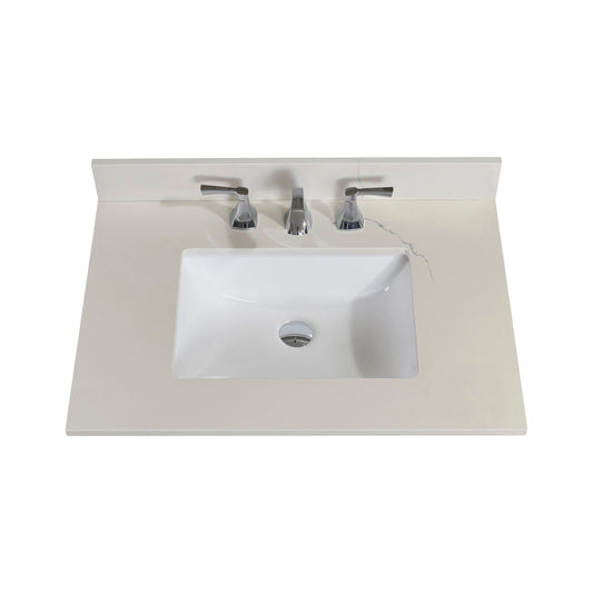 31"  Composite Stone Vanity Top in Milano White with White Sink