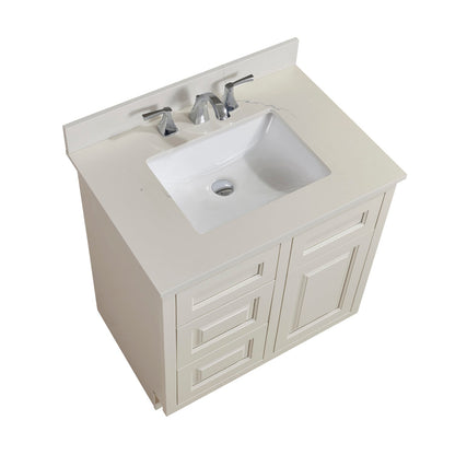 31"  Composite Stone Vanity Top in Milano White with White Sink