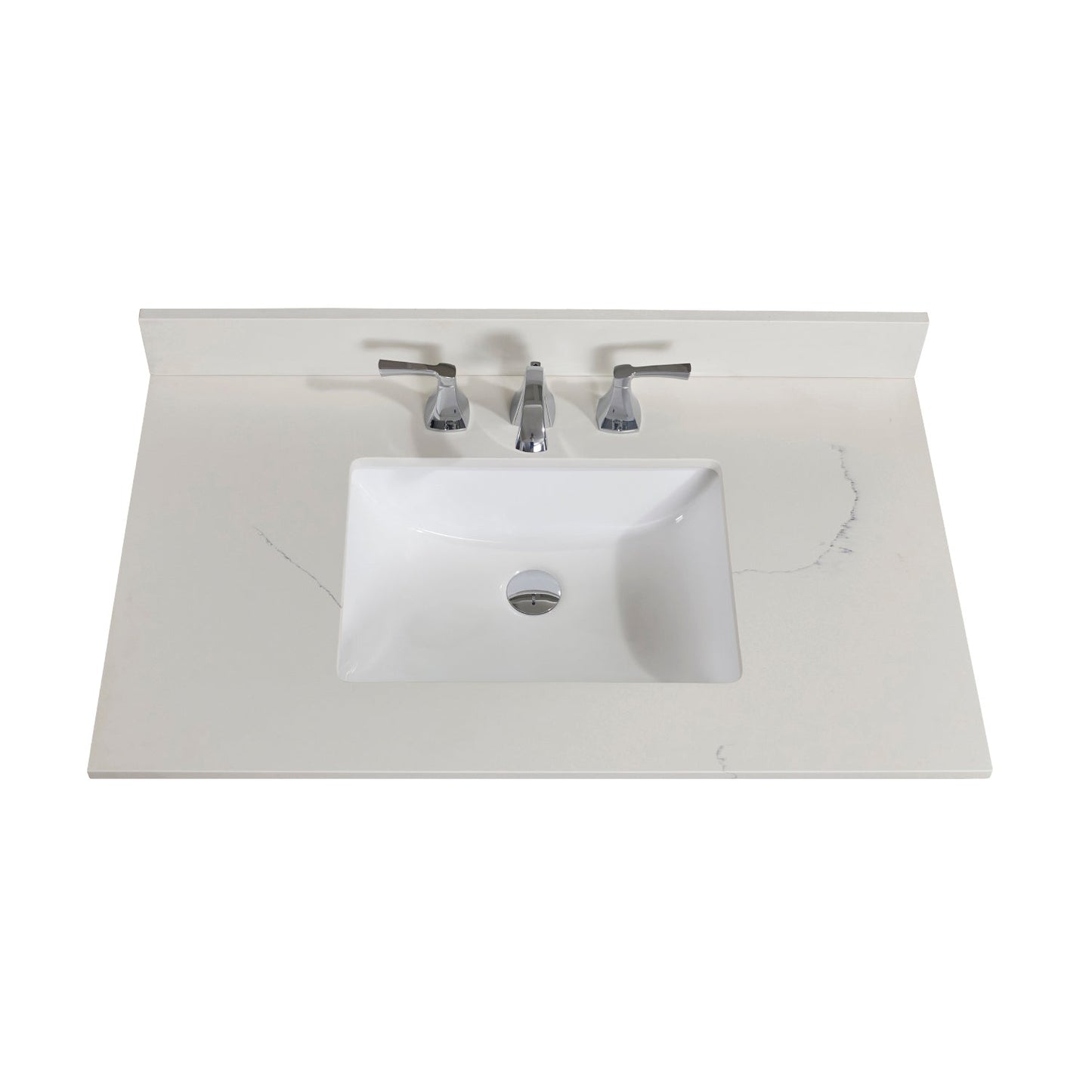 37"  Composite Stone Vanity Top in Milano White with White Sink